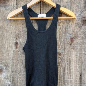 80s Vintage Black Ribbed Tank Top: Express Cotton Racerback