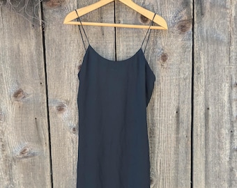 90s vintage Y2K black sheer slip dress / see through mesh tank shift dress loose fit whimsigoth goth gothic glam rocker club kid Laine USA L