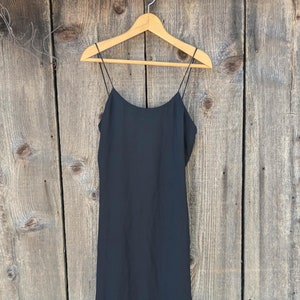 90s vintage Y2K black sheer slip dress / see through mesh tank shift dress loose fit whimsigoth goth gothic glam rocker club kid Laine USA L