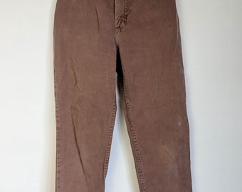 Pantalones vaqueros de mezclilla marrón Arizona de tiro alto / vaqueros mom jeans desgastados de cintura alta 5 S 25