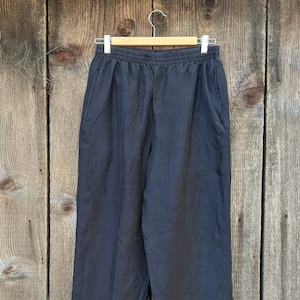 90s Vintage Nylon Tearaway Pants / Y2K Black Swishy Pants