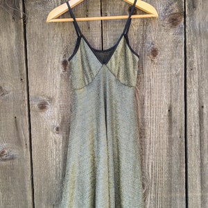 80s vintage metallic gold mini dress / summer disco stretchy club kid rave raver rocker party girl hipster babydoll loose / ROBERTA USA M