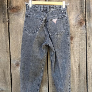 80s vintage Guess jeans USA 25 28 Georges Marciano / high waist mom jeans black denim straight leg zip up zipper ankles rocker hipster biker