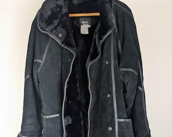 Vintage Cropped Black Suede Jacket for Women: 90s Chic - Etsy