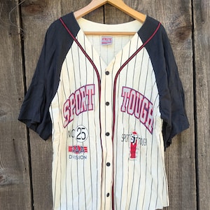 80s Vintage Sports Jersey Tee: Athletic Works Button Up, Single Stitch M