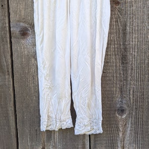 90s vintage silk bloomers / lace lingerie shorts white eggshell elastic waist / burlesque pajamas long underwear sexy cute / JP Silk S