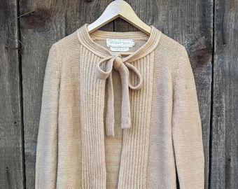 60s Vintage Ascot Cardigan / Beige 