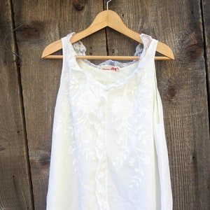 50s vintage white chiffon nightgown / yellow lining Victorian style loose fit floral lace / retro glam elegant mid century Bergdorf Goodman