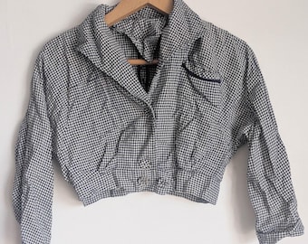40s vintage bolero jacket / black white houndstooth retro old Hollywood XS