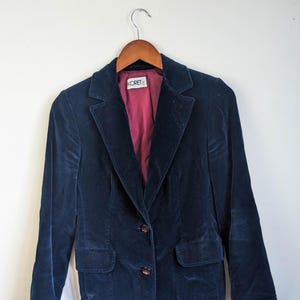 80s vintage velvet blazer suit coat / midnight navy blue mauve satin lining / boho hipster collegiate retro mod glam classy preppy Koret M L