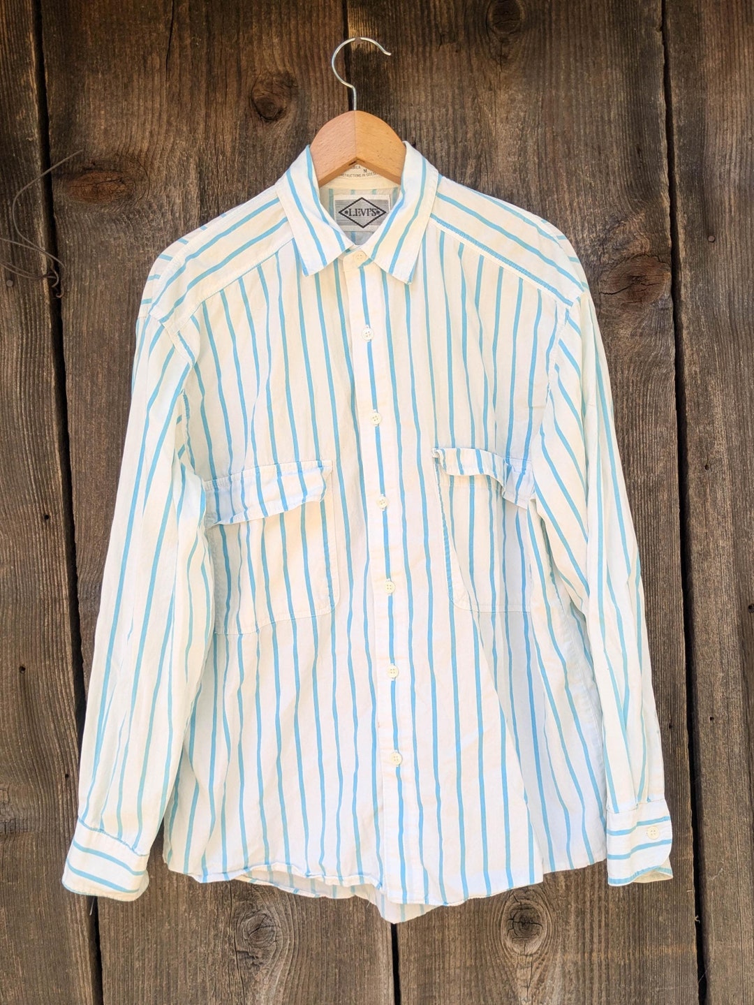 緑縞 80s makers broad stripe button down Green stripe 80s makers broad stripe button down