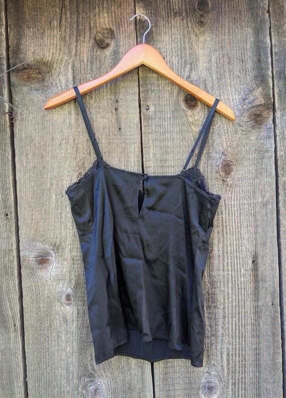 00s vintage black silk camisole top S / Moda Inte… - image 8