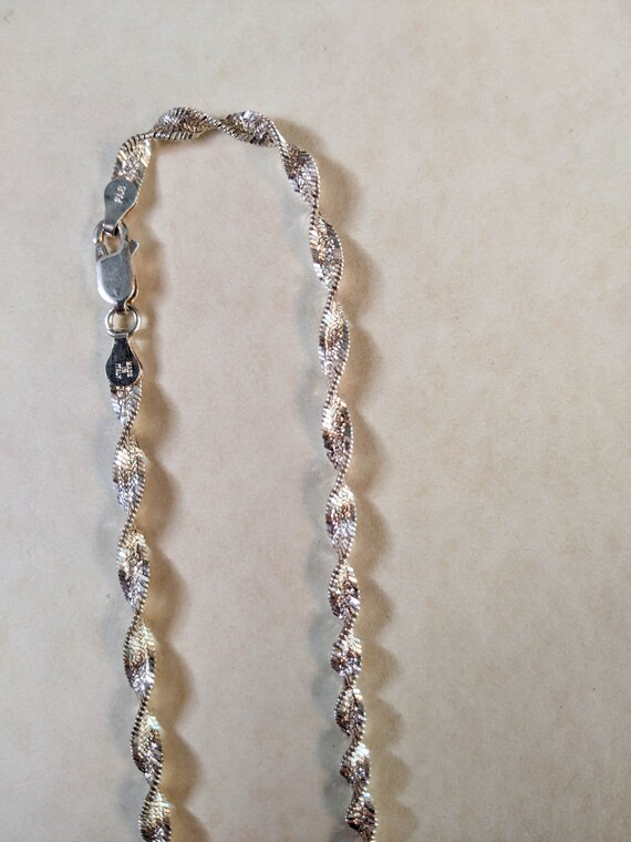 80s vintage silver herringbone twist chain / extr… - image 2