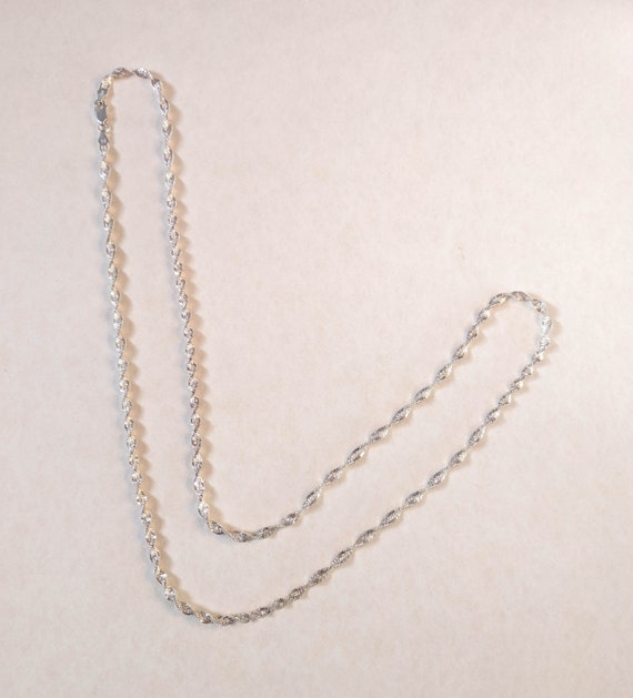 80s vintage silver herringbone twist chain / extr… - image 5