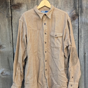 90s vintage Polo brown cotton flannel / Ralph Lauren houndstooth check warm button up shirt winter layer / preppy hipster casual collegiate