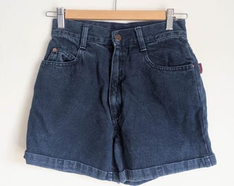Shorts vaqueros de mezclilla de los 90 / tiro alto LEI Y2K USA 9 25 con dobladillo, color azul oscuro