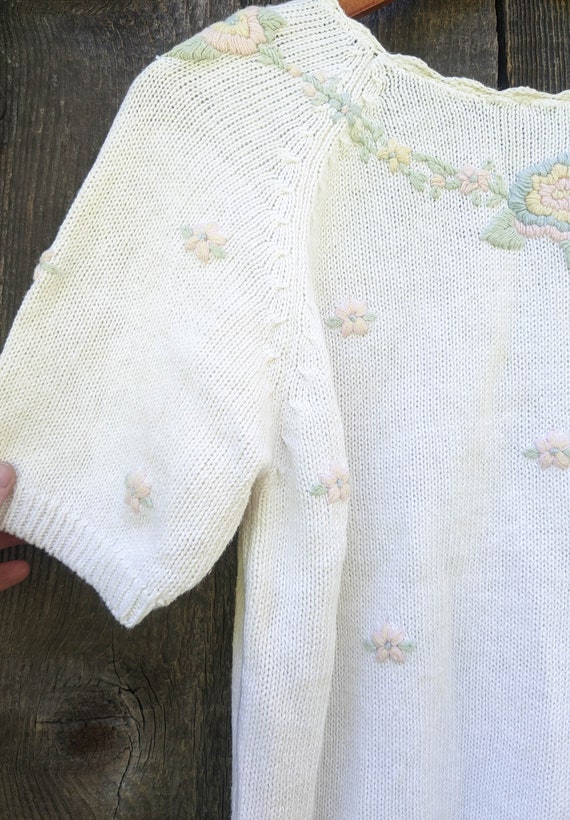90s vintage cottagecore sweater top / white paste… - image 2