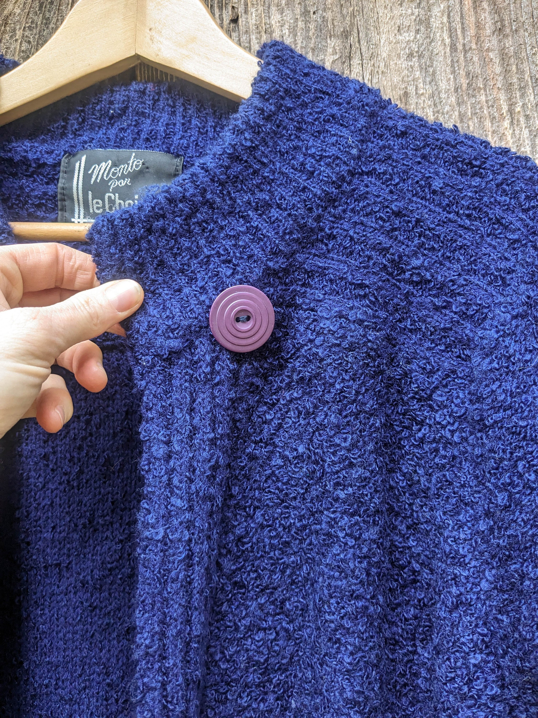 70s Vintage Blue Knit Duster Cardigan / Long Hem Tunic Sweater 