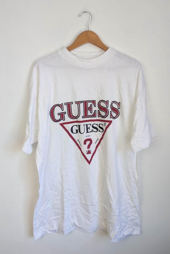 90s Guess Jeans ヴィンテージメッセージTシャツ シングルステッチ 90s Vintage Guess T-shirt: Oversize Single Stitch USA Made