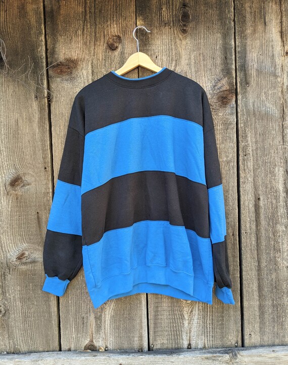 80s vintage striped crewneck / baggy oversize bla… - image 1