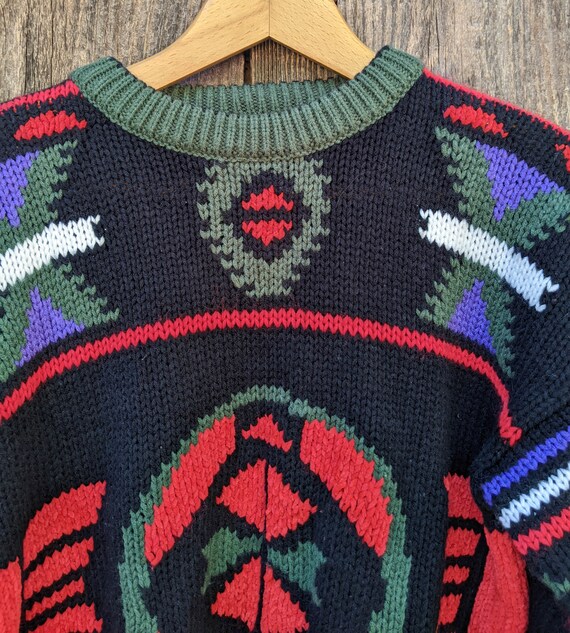 70s vintage abstract geometric sweater pullover /… - image 2