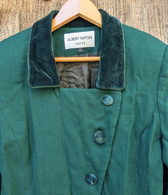 80s vintage wool Albert Nipon suit skirt jacket s… - image 3