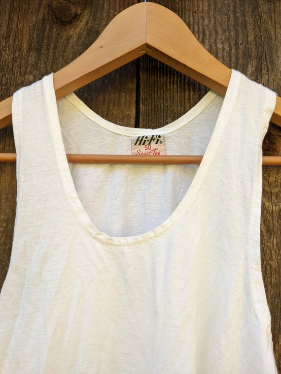 80s vintage plain white muscle tank t shirt / HiF… - image 6