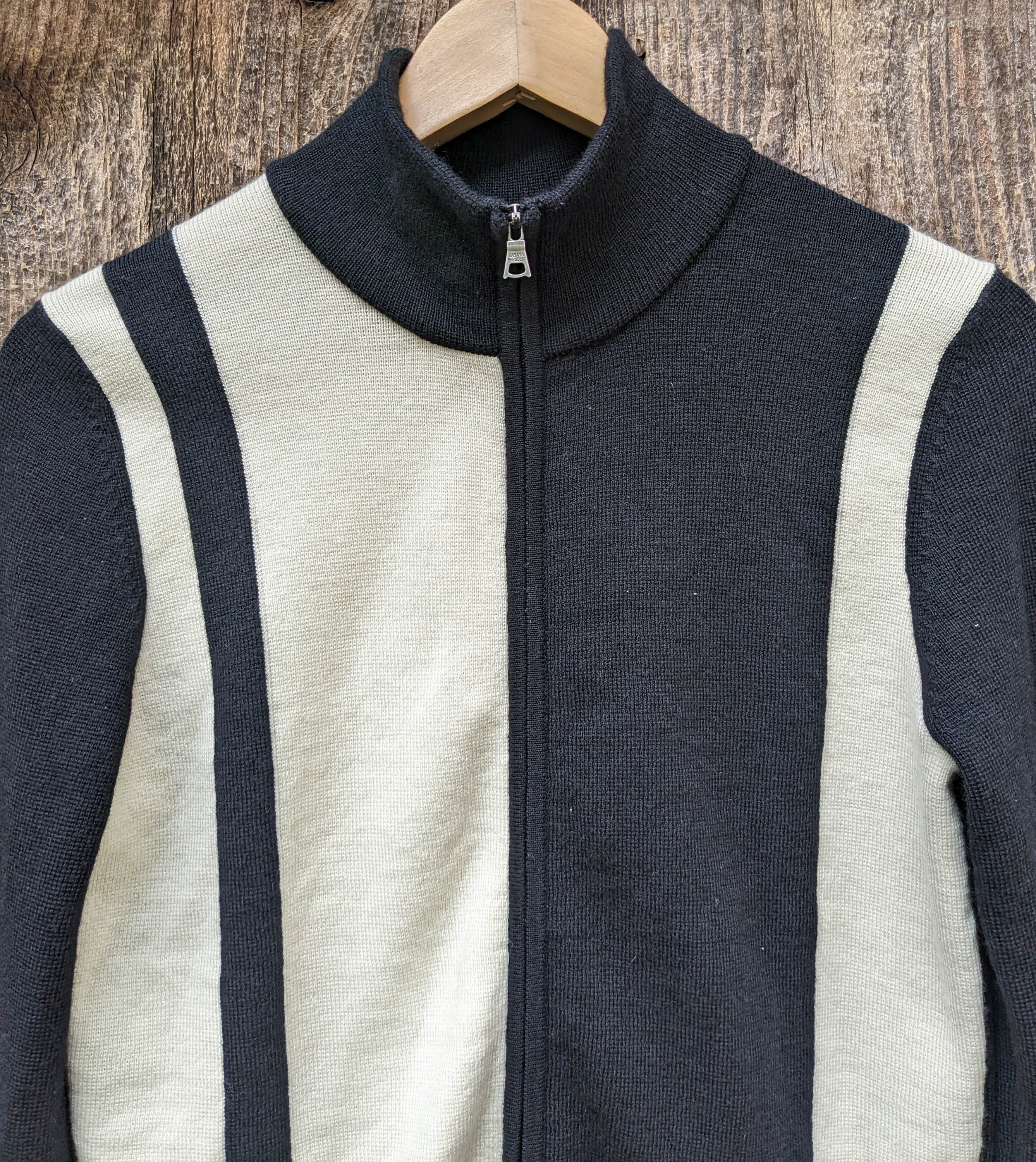 90s Vintage Merino Wool Black White Sweater M / Banana Republic 