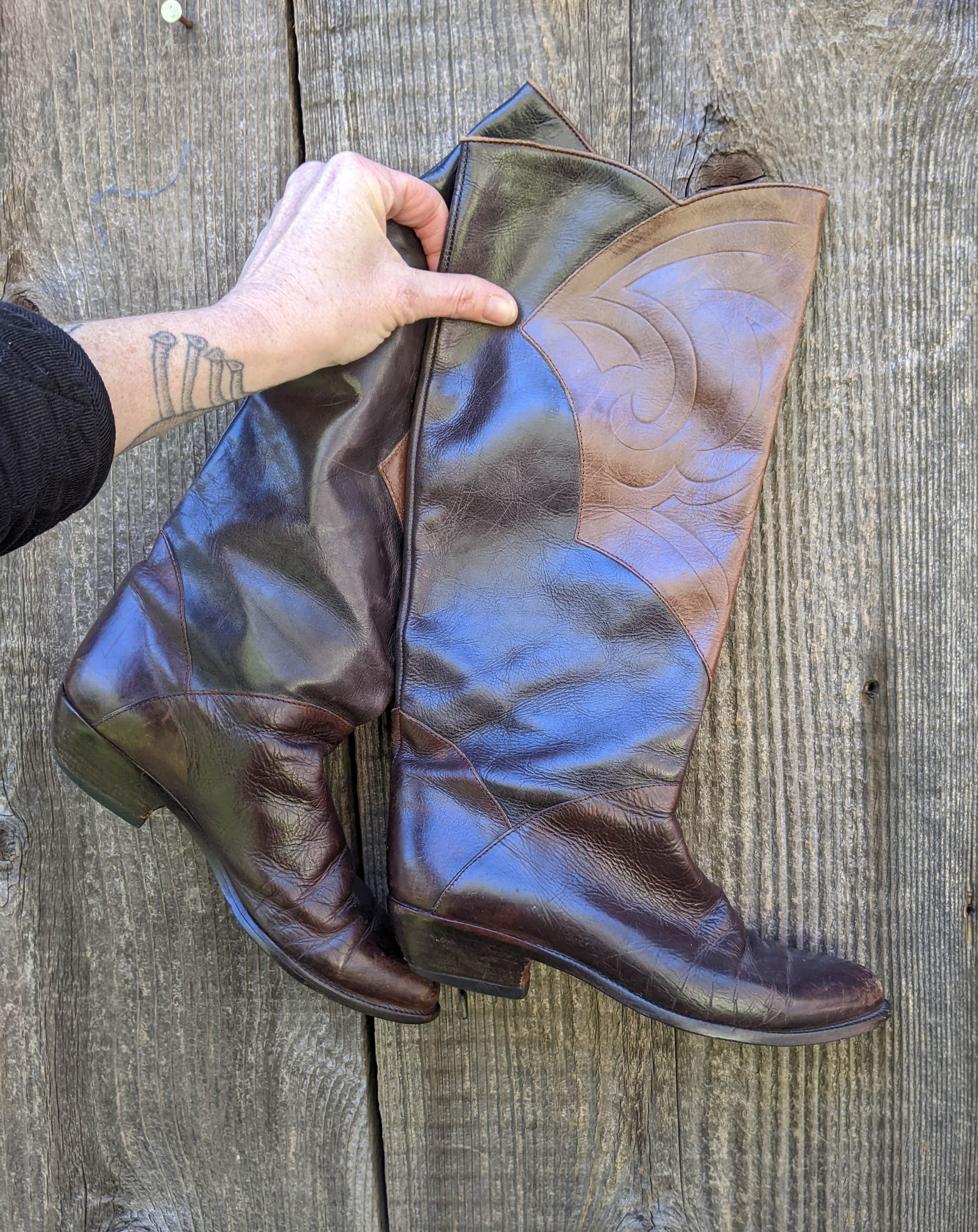Bottes Femme Formentini En Cuir Marron - Italie - Taille 6.5 - Style Combat Mi-mollet