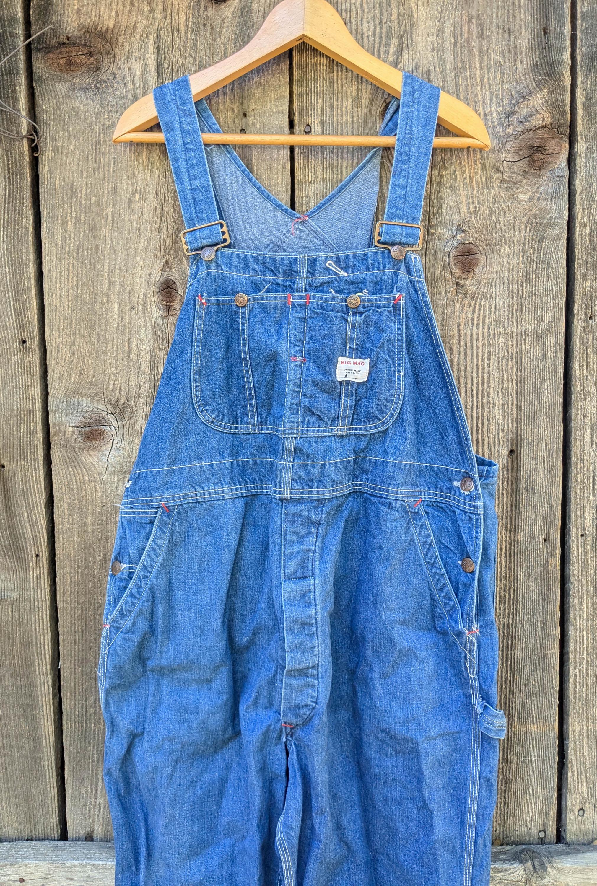 70s Vintage Big Mac Workwear Overalls / Light Blue Cotton Denim