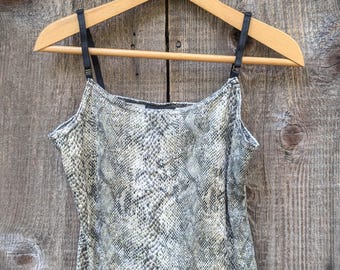 90s Vintage Snakeskin Velvet Tank Top / Snake Print Esprit