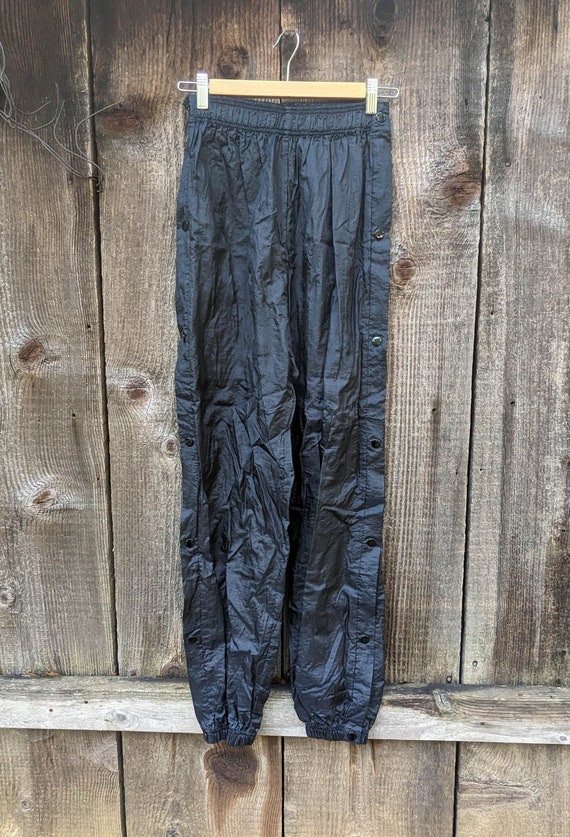 90s vintage nylon tearaway pants / Y2K black swish