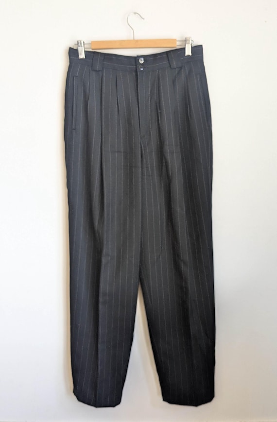 90s Pinstripe Wool Slacks: Giorgio Saint Angelo Vintage Trousers