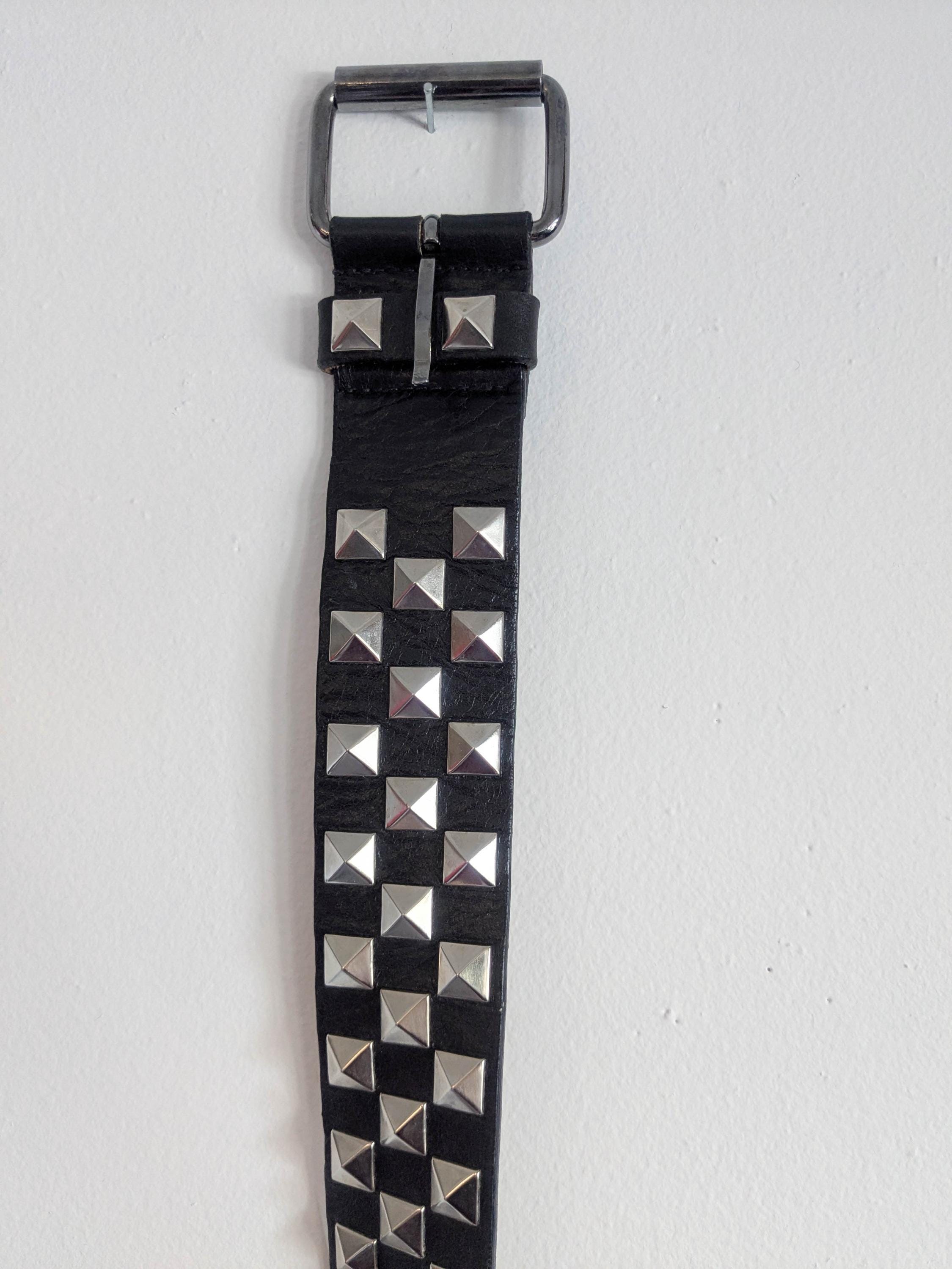 90s Vintage Black Leather Studded Belt / Skater Punk Rock  display picture 1