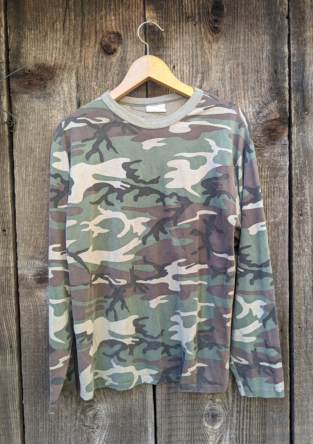 80s Vintage Camo Long Sleeve T Shirt / Single Seam Stitch Etsy