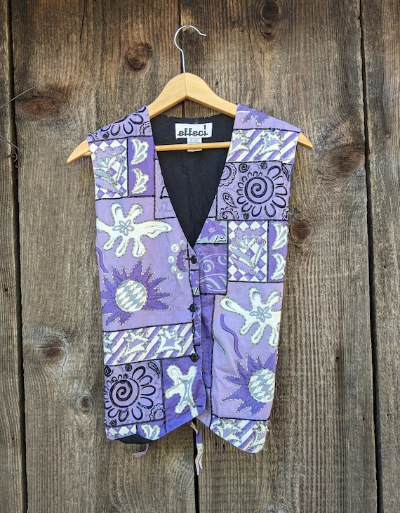 90s vintage Y2K lavender abstract beaded vest / co