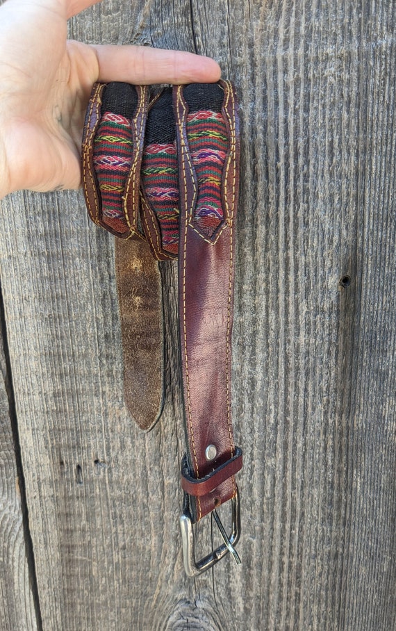 70s Rocker Belt 70s vintage brown tooled leather belt / Guatemala rai… - Gem