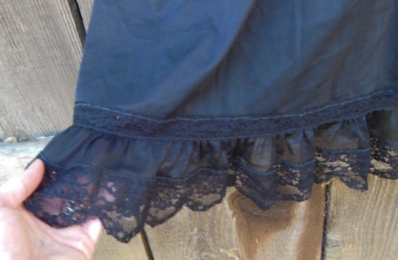 60s vintage black lace slip ruffle hem / mesh sex… - image 4