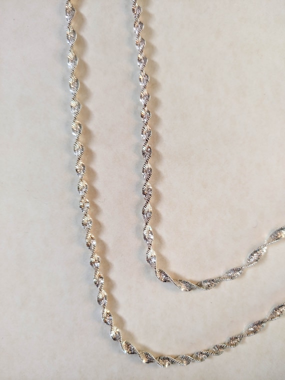 80s vintage silver herringbone twist chain / extr… - image 1