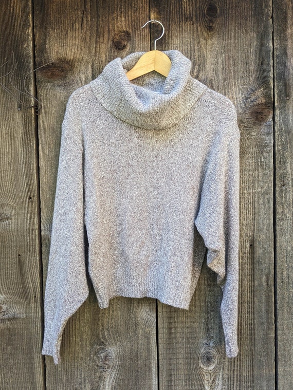 50s vintage silk angora knit sweater / cowl neck … - image 1