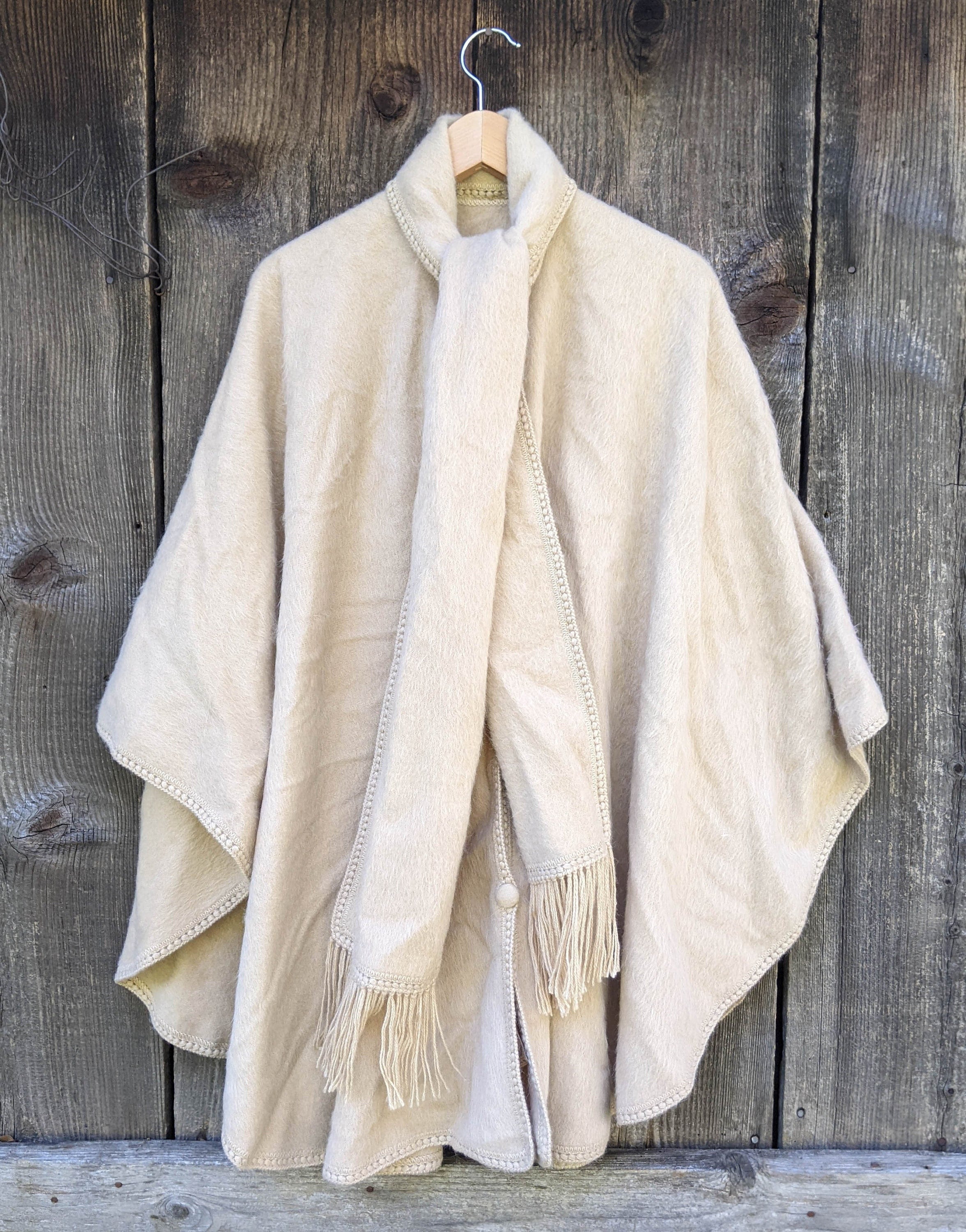 80s～ wool poncho coat 1980s 80s VIntage 100% Marino Wool Grey Cape Coat with