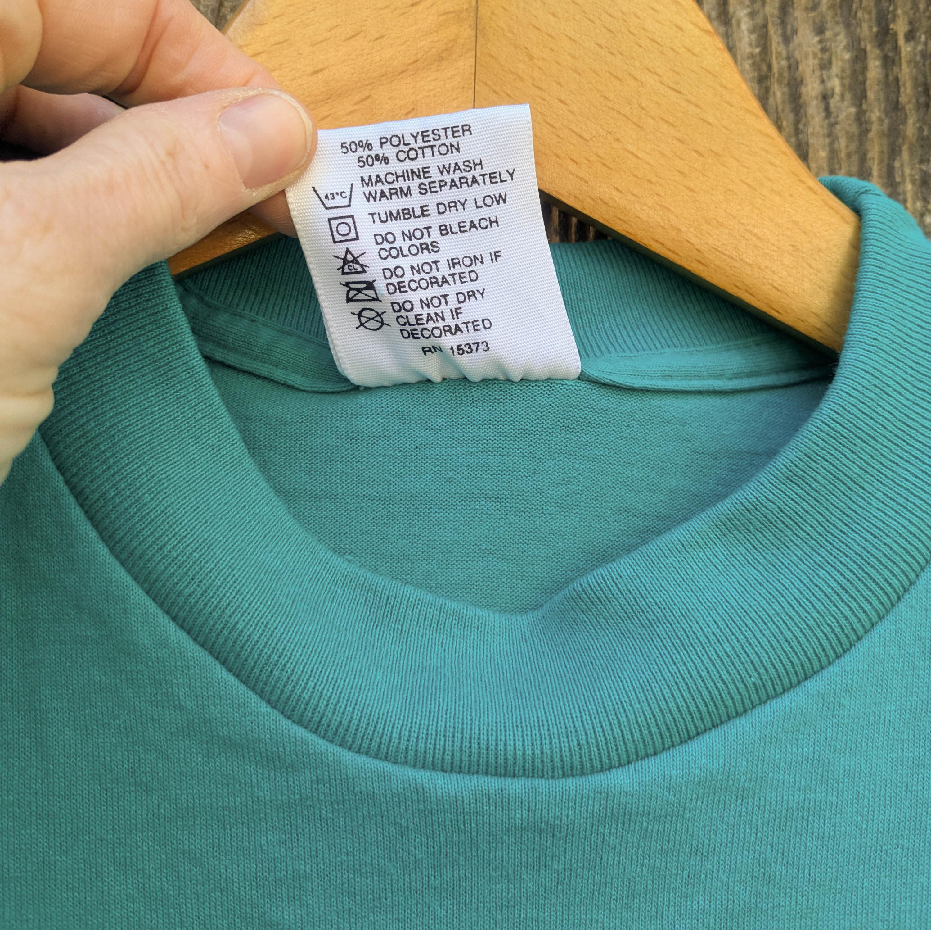 90s Vintage Oklahoma T Shirt / Teal Cotton Poly 50/50 Native