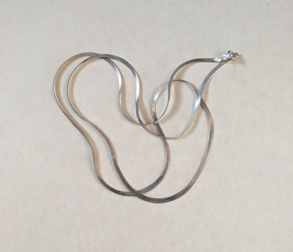 80s vintage silver herringbone chain / extra long… - image 7