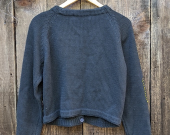 90s Vintage Abstract Beaded Knit Sweater / Black Geometric 90s Vintage Abstract Beaded Knit Sweater / Black Geometric