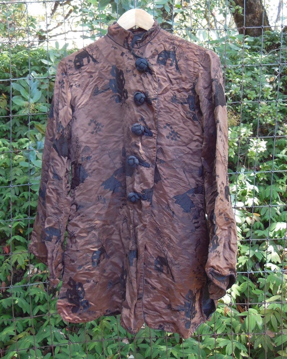 40s vintage silk kimono set / jacket pants two pi… - image 2