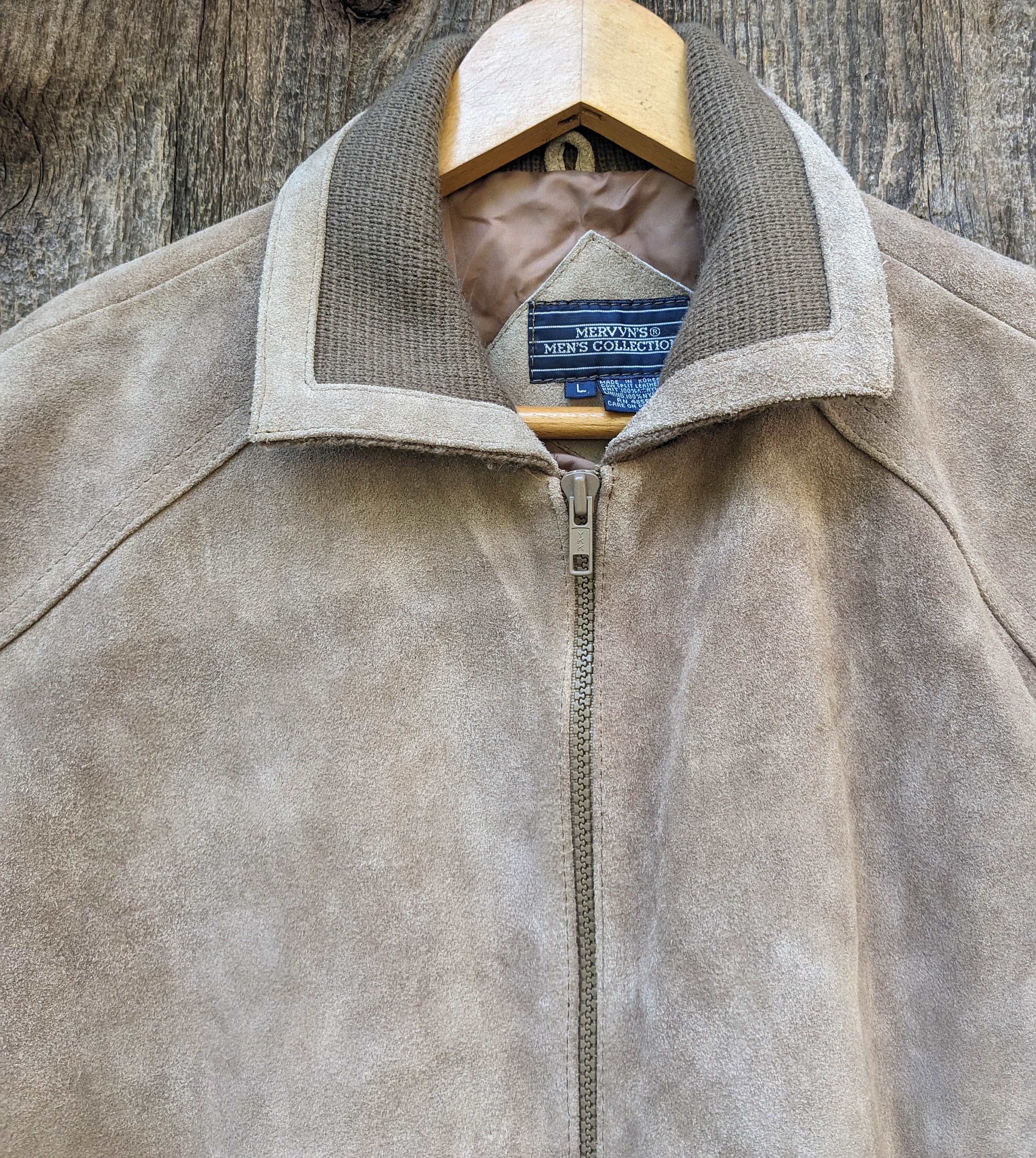 70s Vintage Beige Suede Knit Jacket Sweater Bomber / Brown 70s Vintage Beige Suede Knit Jacket Sweater Bomber / Brown