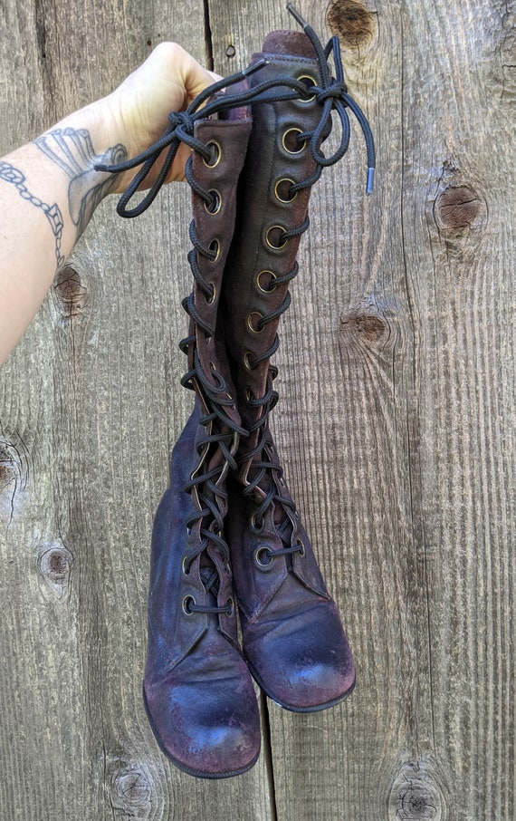 60s vintage purple leather gogo boots / eggplant … - image 4