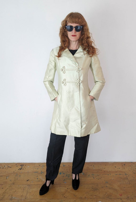 60s vintage silk Sgt Pepper jacket / raw silk min… - image 1