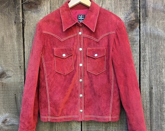 【THEAIRTOWN】vintage suede crop coat★ 60s 70s Suede Crop Jacket | Size S | Sheep Skin Collar