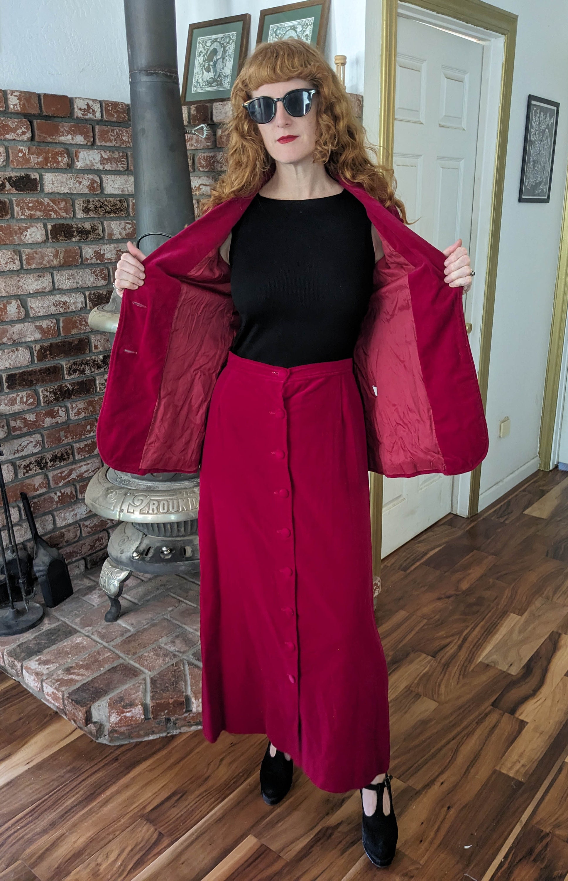 Costume Tailleur Vintage E.R. Gerard Renlyn - Taille 18 US, Marron (Maroon), États-Unis